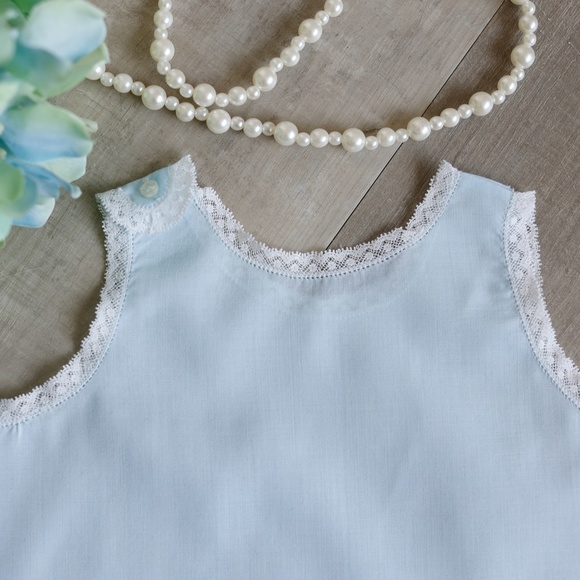 RARE Blue Heirloom Dress & Slip Newborn to 3 Month Feltman Brothers Vintage Lace - Picture 9 of 10